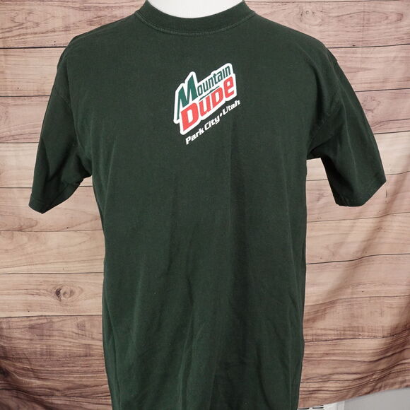 VINTAGE REAL PARODY SERIES MOUNTAIN DUDE PARK CITY UTAH MOUNTAIN DEW TSHIRT L - Picture 2 of 6
